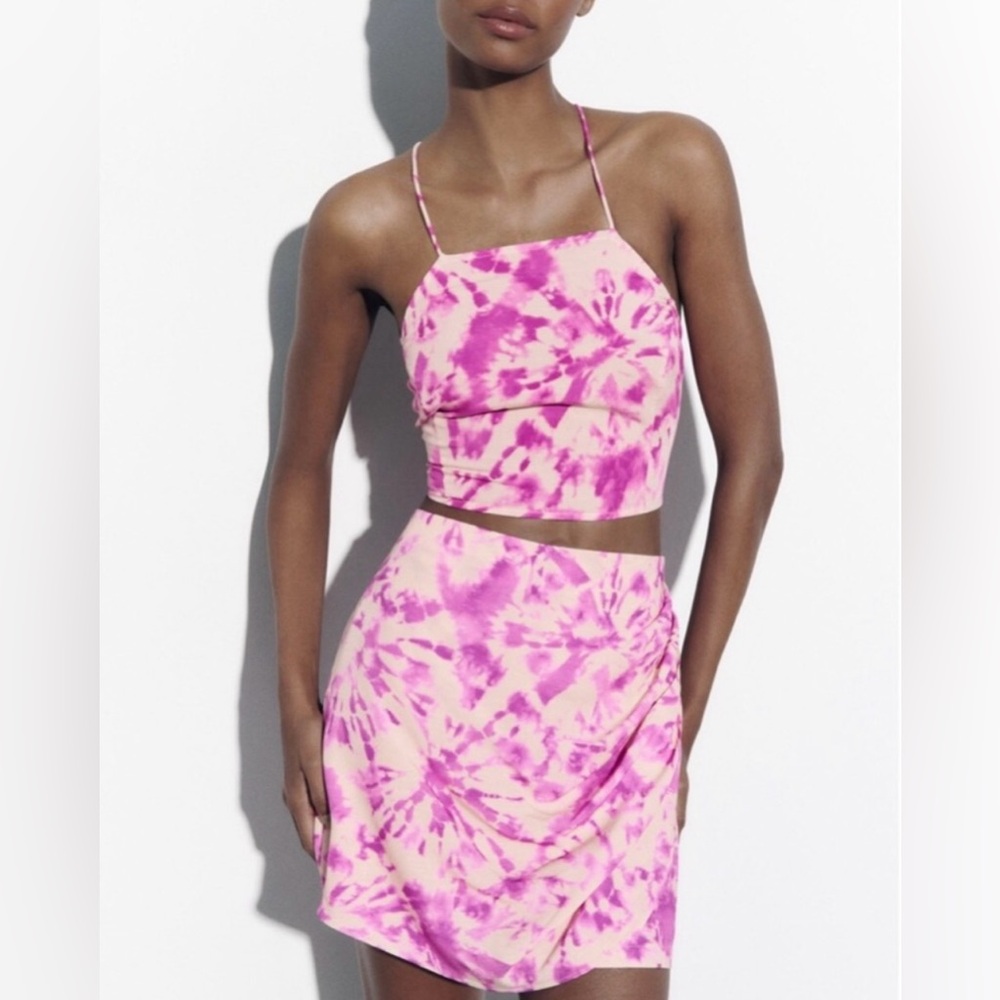 Zara Purple Tie-Dye Halter Tank Top